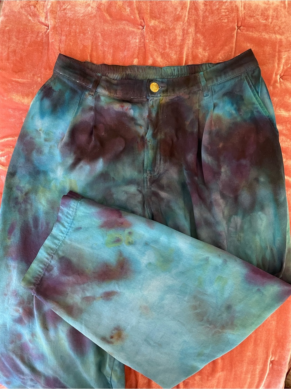 Tie Dye Big Bud Press Trousers, size L